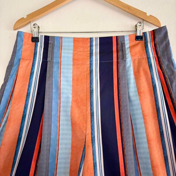 Akris Punto Blue & Orange Stripe Bermuda Shorts- Size 14 - Picture 6 of 7